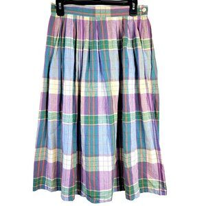 Diane Von Furstenberg Vintage 80s Midi Skirt Women 28 12 Colorful Plaid Medium